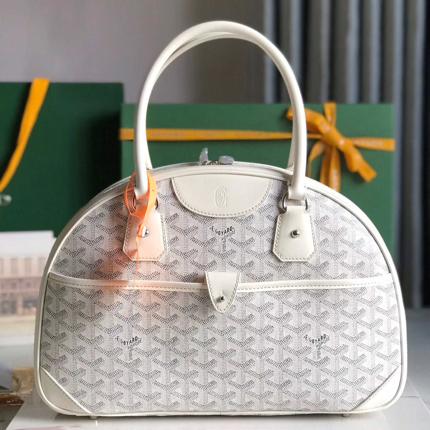 BOLSO SAINT JEANNE 35 EN LONA GOYARDINE BLANCA Y PIEL DE BECERRO