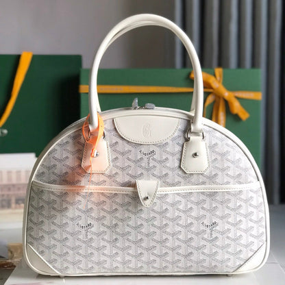 BOLSO SAINT JEANNE 35 EN LONA GOYARDINE BLANCA Y PIEL DE BECERRO