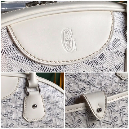 BOLSO SAINT JEANNE 35 EN LONA GOYARDINE BLANCA Y PIEL DE BECERRO