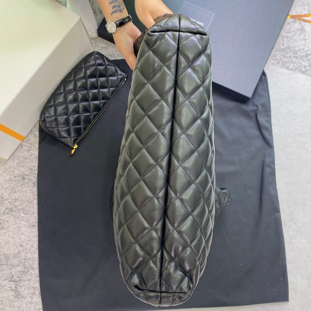 ICARE MAXI 58 SHOPPING BAG BLACK QUILTED LAMBSKIN