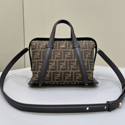 BOLSO FENDI 27 EN TEJIDO JACQUARD NEGRO MEZCLA MARRÓN CON PIEL DE BECERRO