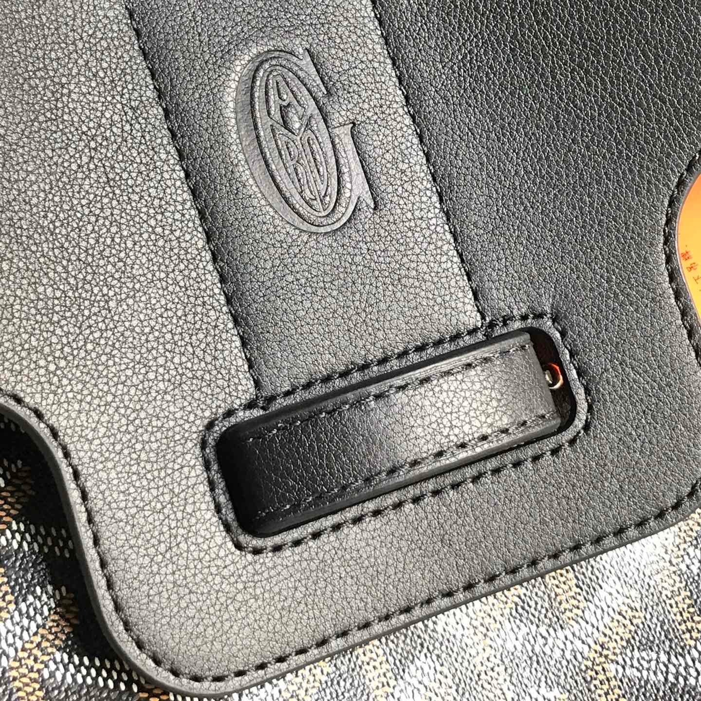 SAC SAIGON SOUPLE 34 EN TOILE GOYARDINE NOIRE ET CUIR DE VEAU