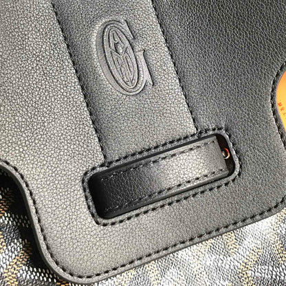 SAC SAIGON SOUPLE 34 EN TOILE GOYARDINE NOIRE ET CUIR DE VEAU