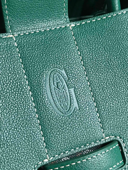 BOLSO SAIGON SOUPLE 34 EN LONA GOYARDINE VERDE Y PIEL DE BECERRO