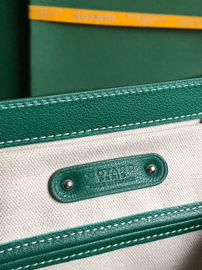 BOLSO SAIGON SOUPLE 34 EN LONA GOYARDINE VERDE Y PIEL DE BECERRO