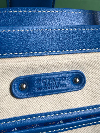 BOLSO SAIGON SOUPLE 34 EN LONA GOYARDINE AZUL CURIOSAMENTE Y PIEL DE BECERRO