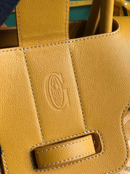 BOLSO SAIGON SOUPLE 34 EN LONA GOYARDINE AMARILLA Y PIEL DE BECERRO