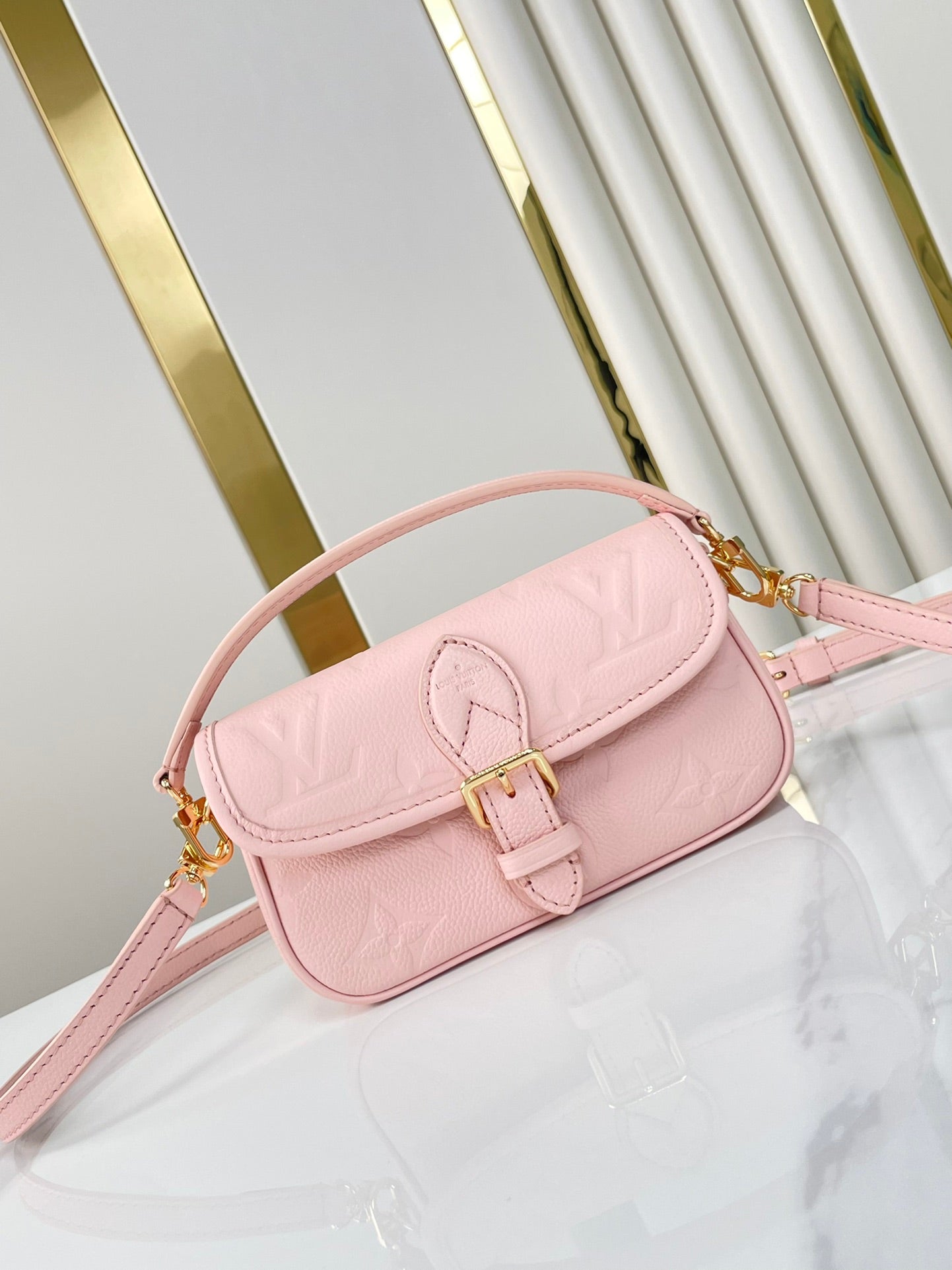 NANO DIANE 19 DE PIEL EMPREINTE MONOGRAMA ROSA OPALE
