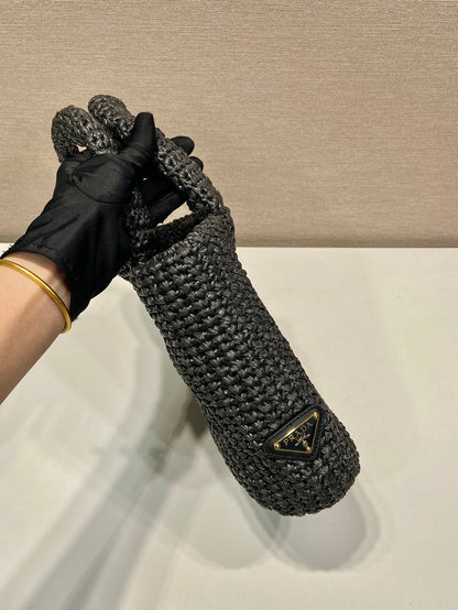 BOLSO PEQUEÑO DE GANCHILLO DE 24 PULGADAS EN RAFIA AMARILLA Y NEGRA