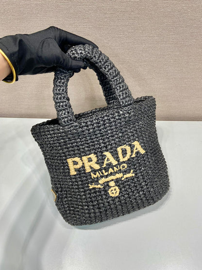 BOLSO PEQUEÑO DE GANCHILLO DE 24 PULGADAS EN RAFIA AMARILLA Y NEGRA