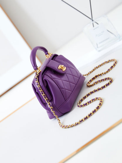 CC 24A Asa superior 18 cm Cuero encerado morado Herrajes dorados 238467