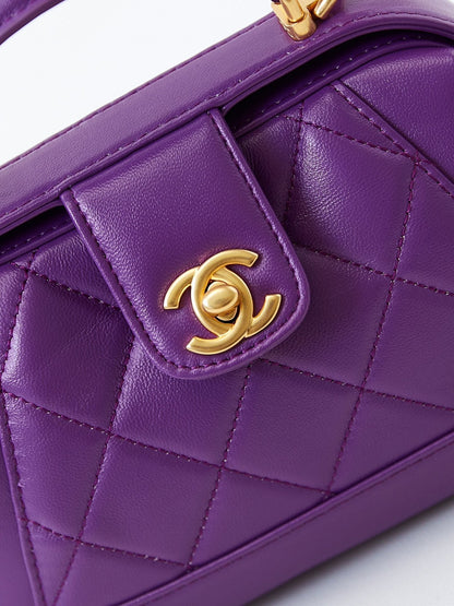 CC 24A Asa superior 18 cm Cuero encerado morado Herrajes dorados 238467