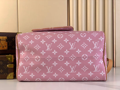 SPEEDY P9 BANDOULI¨¨RE 40 IN FLAMINGO PINK MONOGRAM CALFSKIN