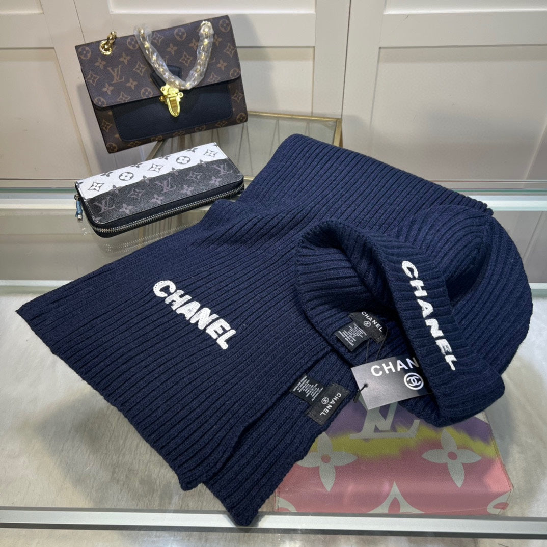 CONJUNTO DE GORRO Y BUFANDA EN LANA AZUL MARINO 422598 