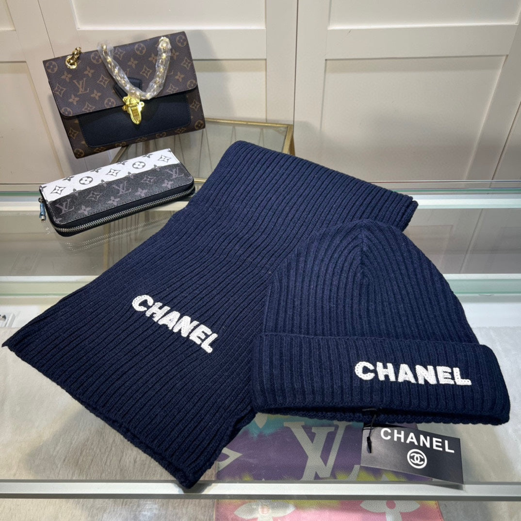 CONJUNTO DE GORRO Y BUFANDA EN LANA AZUL MARINO 422598 
