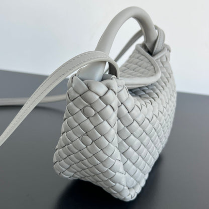 Petit sac à main BV Cobble Top Handle 23 cm en cuir d'agneau gris