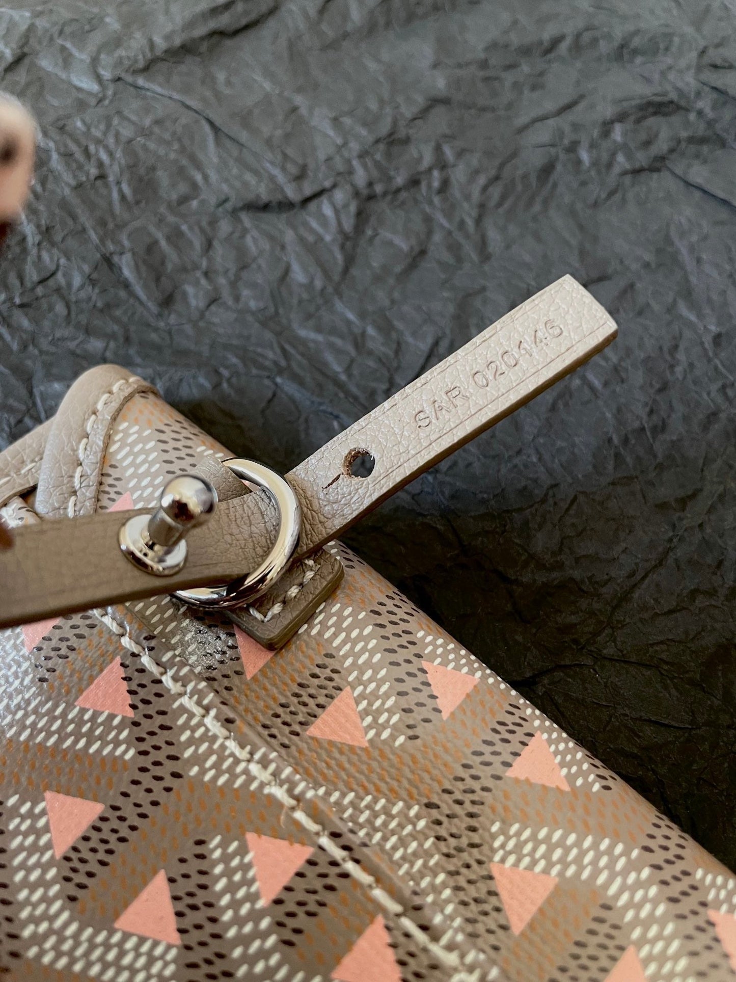 MINI SAC ANJOU 20 EN TOILE GOYARDINE ROSE ET CUIR DE VEAU GRIS MIXTE