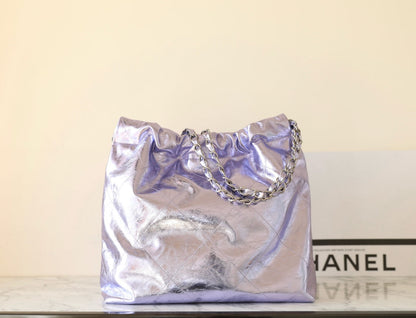 Bolso Hobo 22 25C 35cm Piel de cordero metalizada violeta