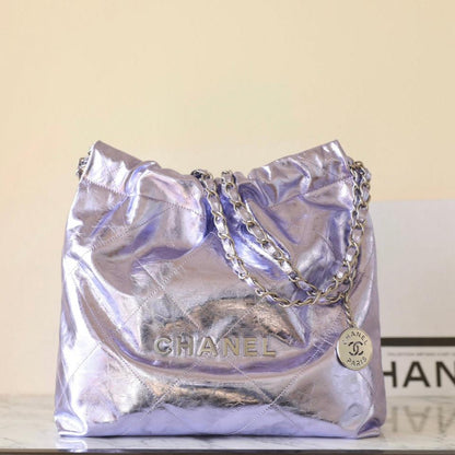 Bolso Hobo 22 25C 35cm Piel de cordero metalizada violeta