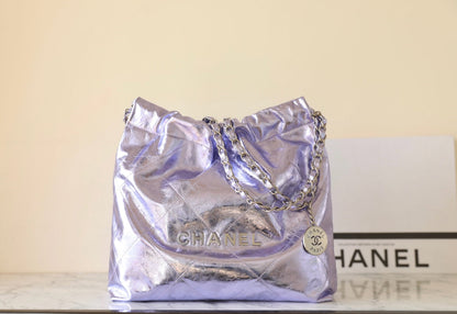Bolso Hobo 22 25C 35cm Piel de cordero metalizada violeta