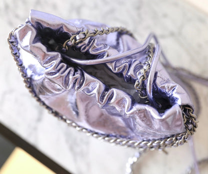 Bolso Hobo 22 25C 19cm Piel de cordero metalizada violeta