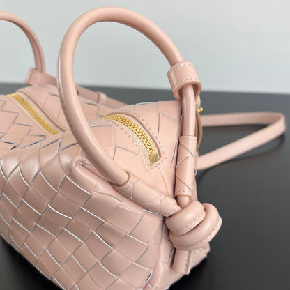 Sac à main BV Loop Top Handle 19 cm en cuir d'agneau rose pastel