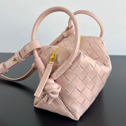 Sac à main BV Loop Top Handle 19 cm en cuir d'agneau rose pastel