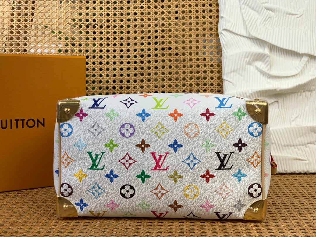 Bolso bandolera Speedy Bandouliere LV x TM de 25 cm con monograma multicolor blanco