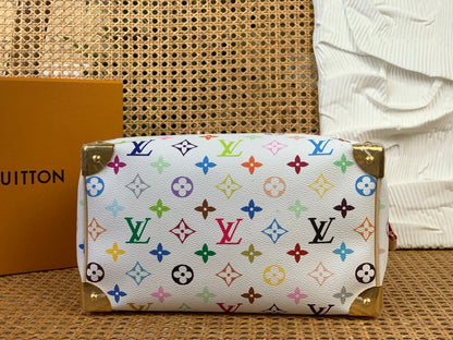 Bolso bandolera Speedy Bandouliere LV x TM de 25 cm con monograma multicolor blanco