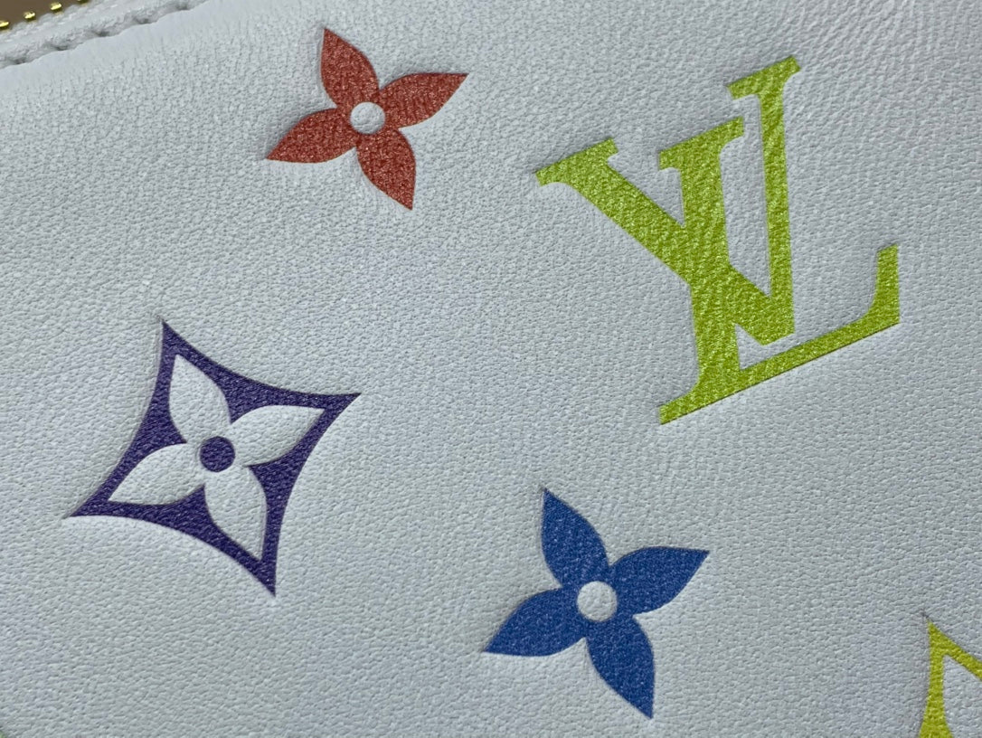 LV x TM Coussin BB 21 cm Piel de cordero con monograma en relieve multicolor blanco