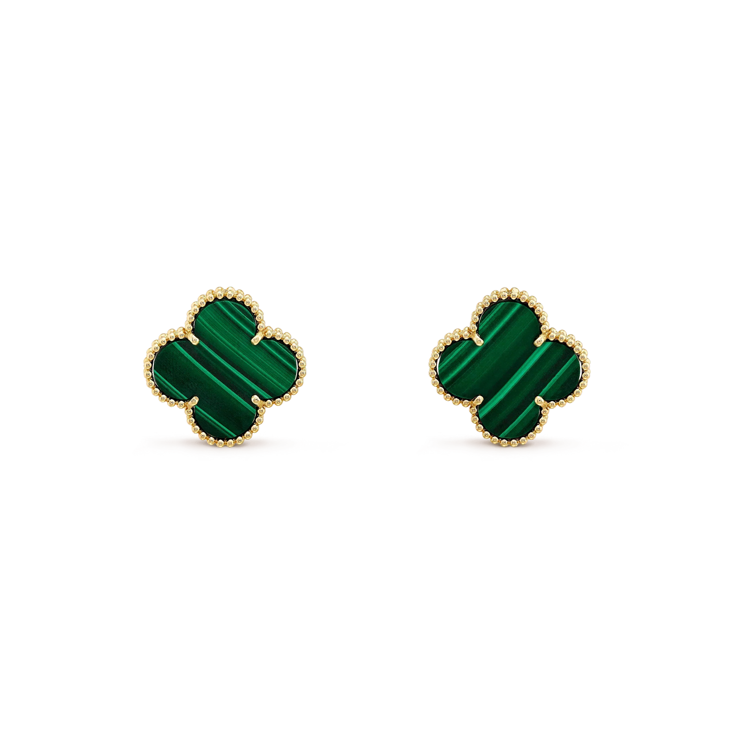 DIANA CLOVER MINI 9.5MM MALACHITE  EARRINGS