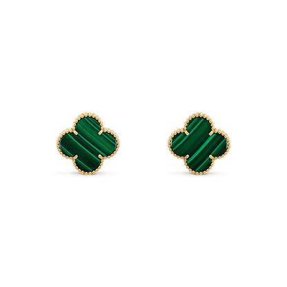DIANA CLOVER MINI 9.5MM MALACHITE  EARRINGS