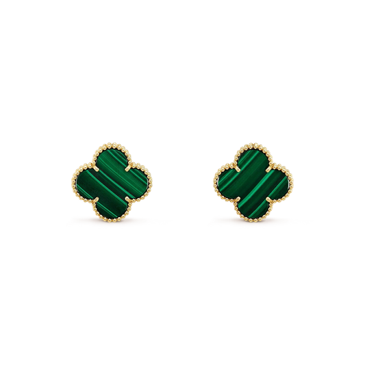 DIANA CLOVER MINI 9.5MM MALACHITE  EARRINGS