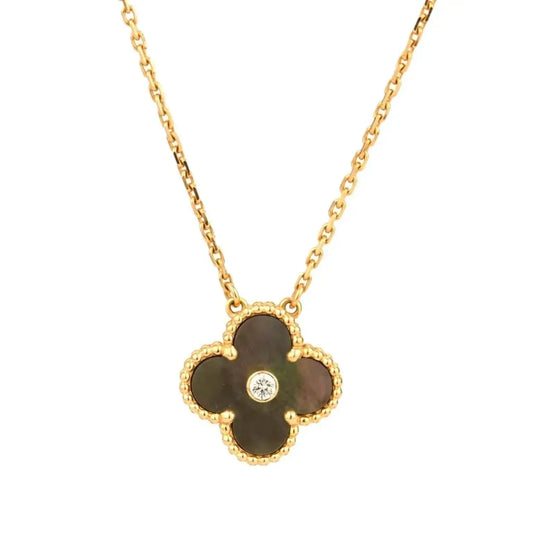 DIANA CLOVER 15MM DIAMOND AND MOTHER-OF-GREY NECKLACE