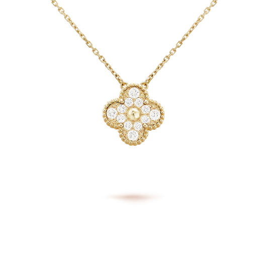 DIANA CLOVER 15MM DIAMOND SINGLE FLOWER NECKLACE