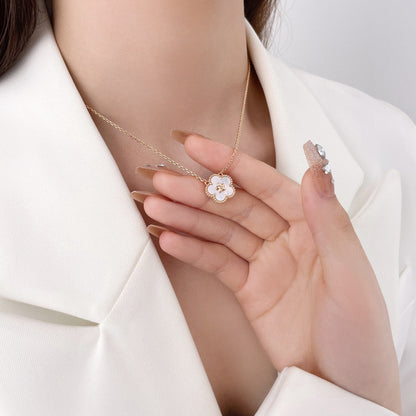 DIANA LUCKY  WHITE MOP  PLUM BLOSSOM NECKLACE