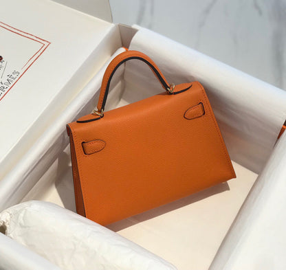 HM KELLY MINI 20 ORANGE EPSOM QUINCAILLERIE OR