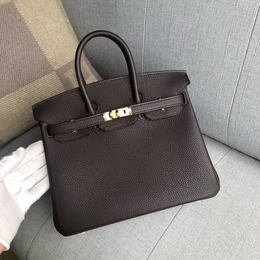 HM BIRKIN 25CM CAFÉ TOGO CUERO HIERROS DORADOS