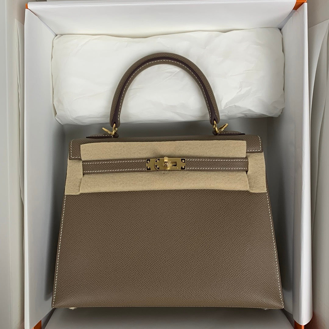 HM KELLY 28 CM ESTUCHE EPSOM HARDWARE DORADO