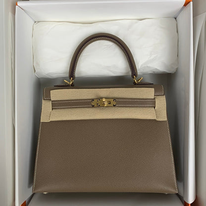 HM KELLY 28 CM ESTUCHE EPSOM HARDWARE DORADO