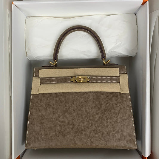HM KELLY 28 CM ESTUCHE EPSOM HARDWARE DORADO