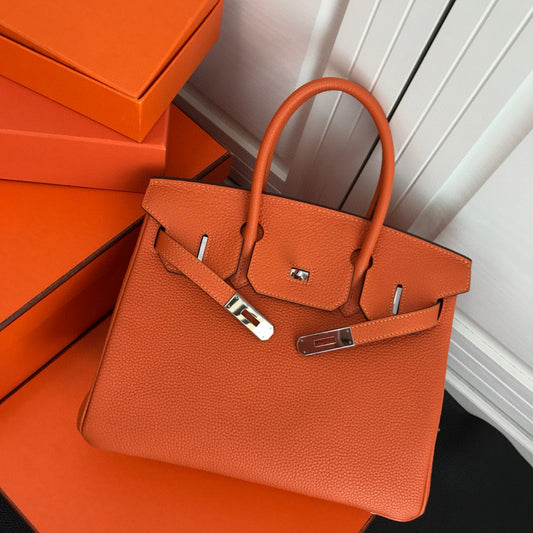 HM BIRKIN PIEL TOGO NARANJA CON HERRAJES PLATEADOS