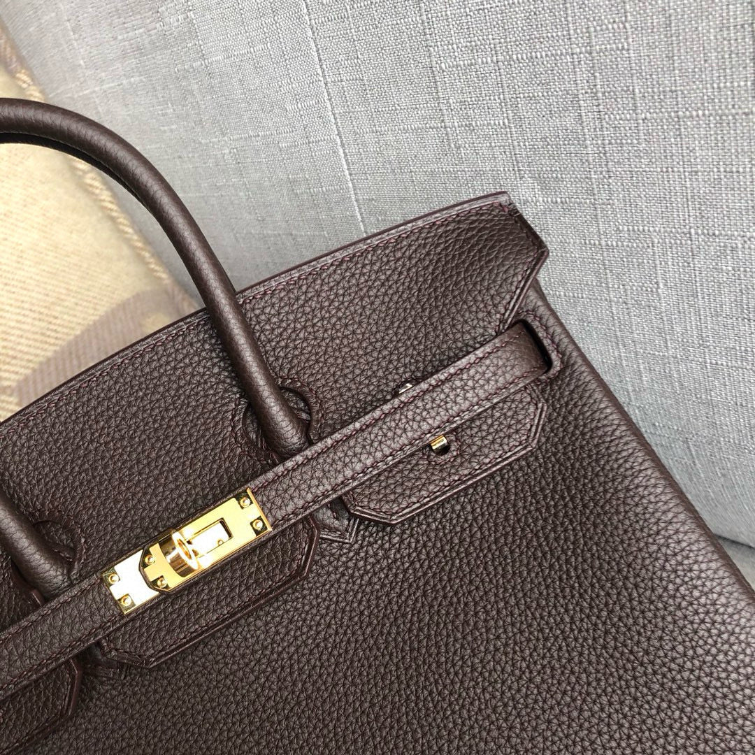 HM BIRKIN 25CM CAFÉ TOGO CUERO HIERROS DORADOS