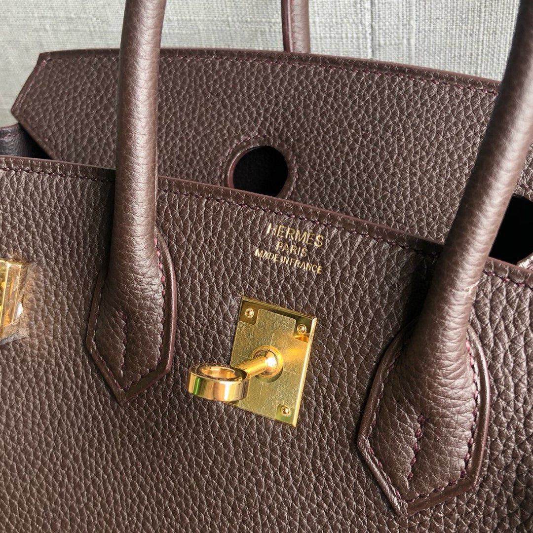 HM BIRKIN 25CM CAFÉ TOGO CUERO HIERROS DORADOS