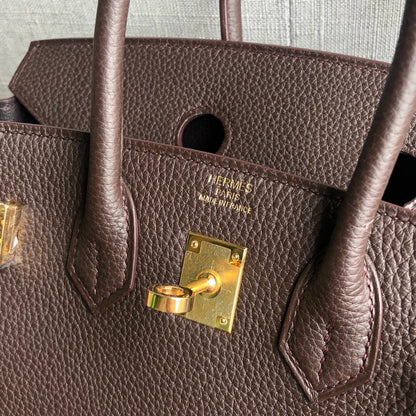 HM BIRKIN 25CM CAFÉ TOGO CUERO HIERROS DORADOS