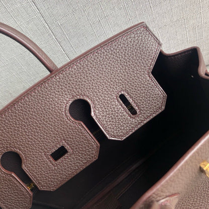 HM BIRKIN 25CM CAFÉ TOGO CUERO HIERROS DORADOS