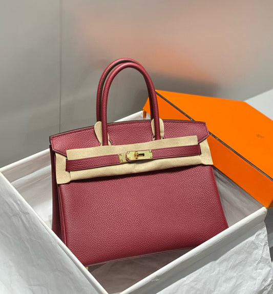 HM BIRKIN 25CM ROUGE H TOGO CUERO HIERROS DORADOS