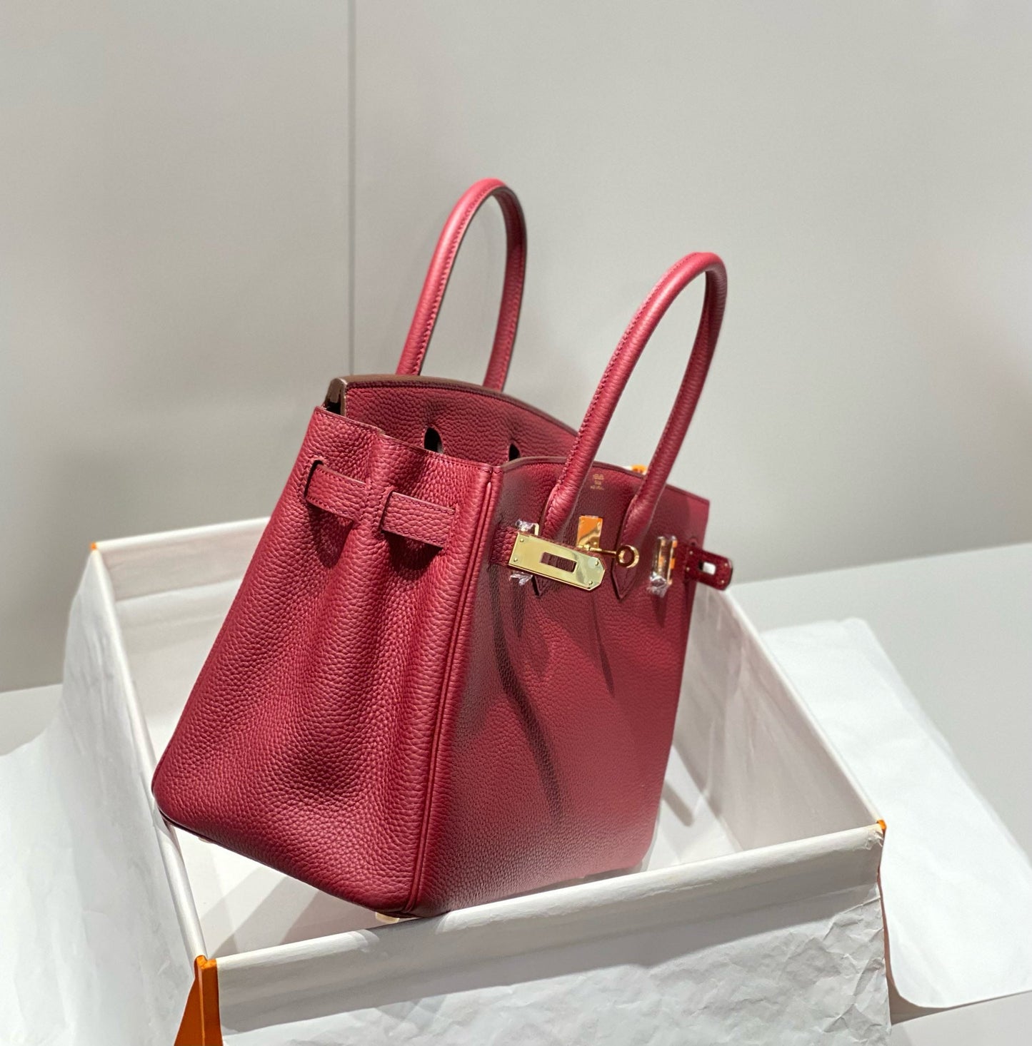 HM BIRKIN 25CM ROUGE H TOGO CUERO HIERROS DORADOS