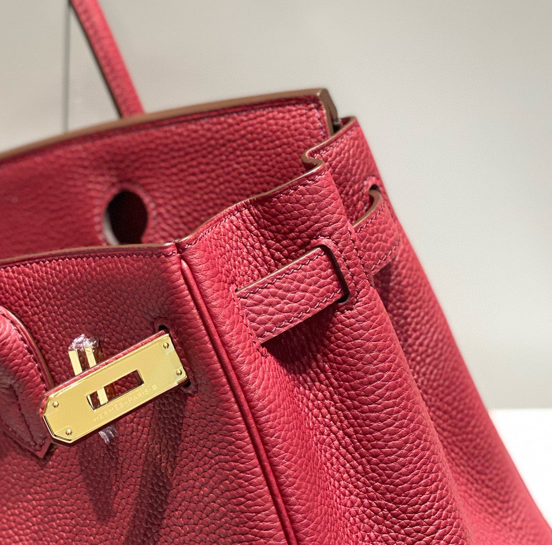 HM BIRKIN 25CM ROUGE H TOGO CUERO HIERROS DORADOS