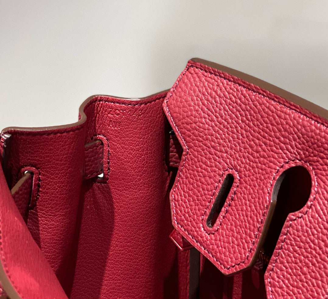 HM BIRKIN 25CM ROUGE H TOGO CUERO HIERROS DORADOS